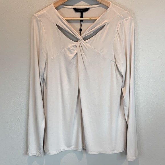 BCBGMAXAZRIA Adrean Twist Front Long Sleeve Top Women’s Size Large New w/ tags! - Picture 5 of 12